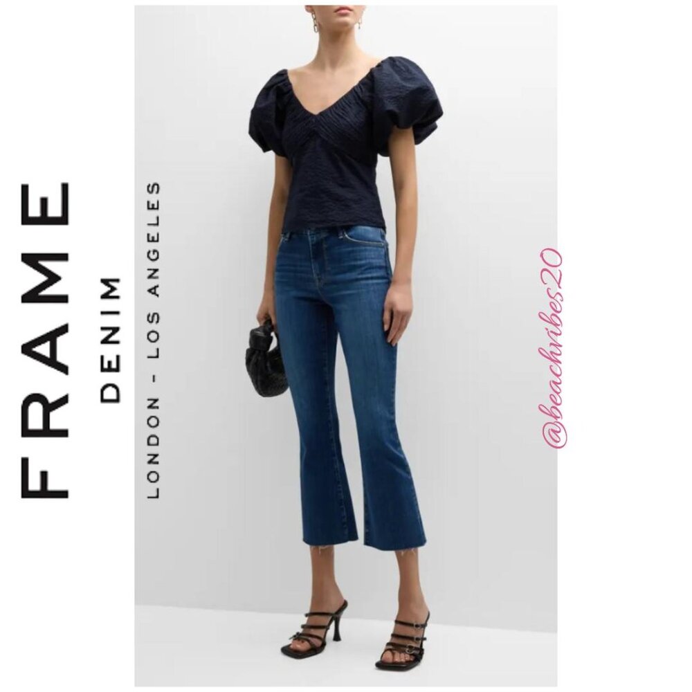 FRAME DENIM Le High Flare Raw Hem Crop Neosho 29 NWT O-60